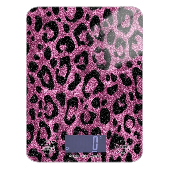 High Precision Digital Kitchen Scale Tempered Glass Food Scale Multifunction Scale Small Kitchen Appliances Pink Glitter Cheetah Print