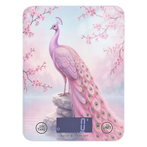 High Precision Digital Kitchen Scale Tempered Glass Food Scale Multifunction Scale Small Kitchen Appliances Pink Peacock