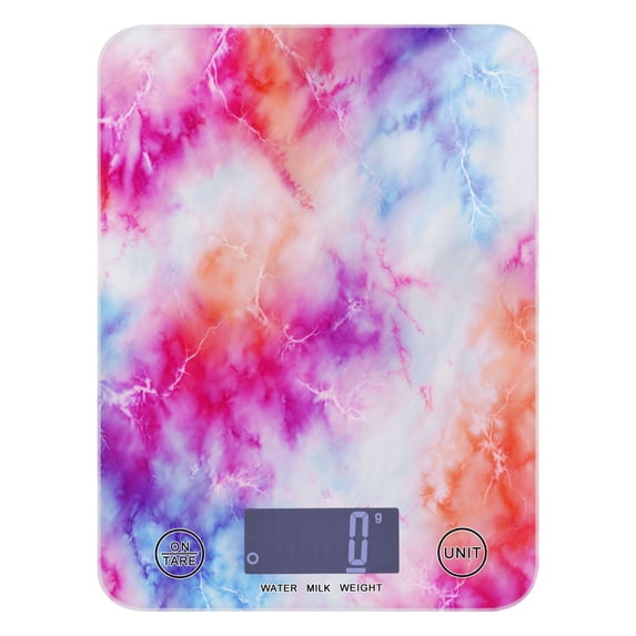 High Precision Digital Kitchen Scale Tempered Glass Food Scale Multifunction Scale Small Kitchen Appliances Pink and Blue Tie-dye Pattern