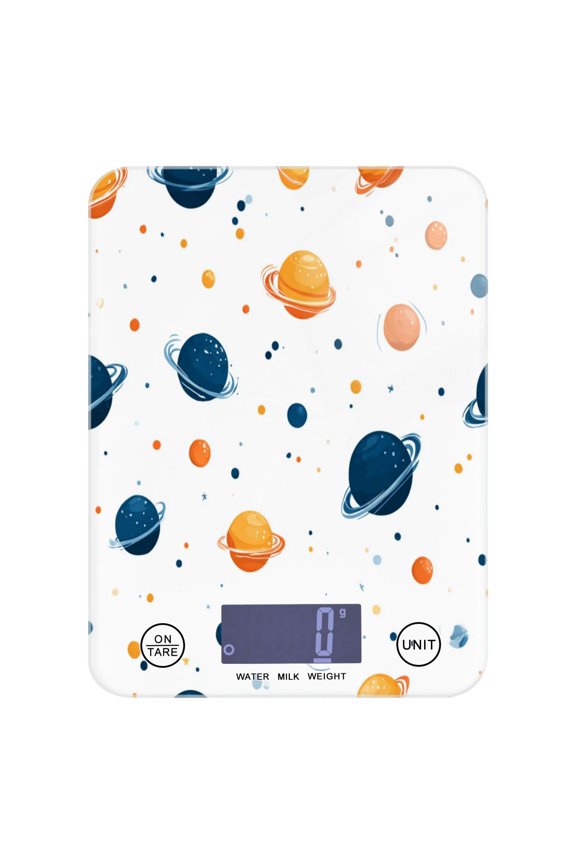 High Precision Digital Kitchen Scale Tempered Glass Food Scale Multifunction Scale Small Kitchen Appliances Planets with Rings Pattern