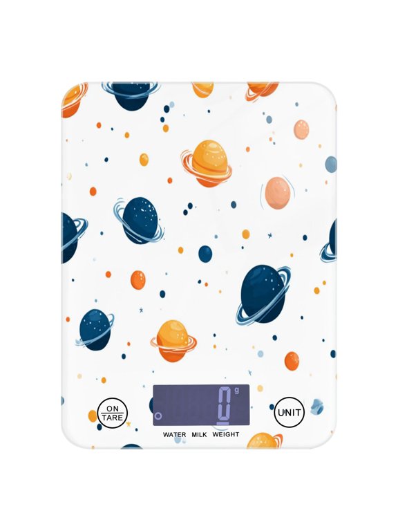 High Precision Digital Kitchen Scale Tempered Glass Food Scale Multifunction Scale Small Kitchen Appliances Planets with Rings Pattern