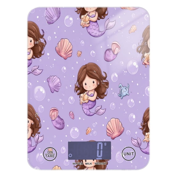 High Precision Digital Kitchen Scale Tempered Glass Food Scale Multifunction Scale Small Kitchen Appliances Purple Adorable Mermaid