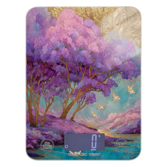 High Precision Digital Kitchen Scale Tempered Glass Food Scale Multifunction Scale Small Kitchen Appliances Purple Trees