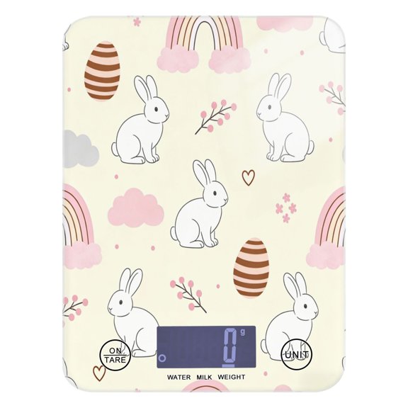 High Precision Digital Kitchen Scale Tempered Glass Food Scale Multifunction Scale Small Kitchen Appliances Rainbow and Rabbit Pattern