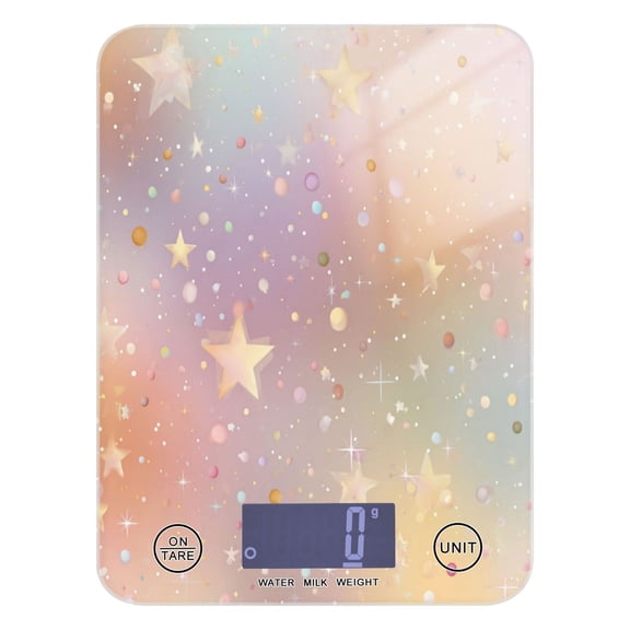 High Precision Digital Kitchen Scale Tempered Glass Food Scale Multifunction Scale Small Kitchen Appliances Rainbow-colored Stars and Dots