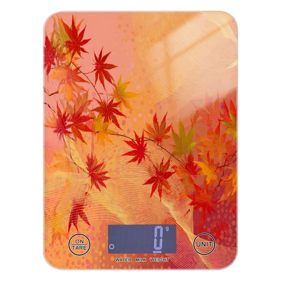 High Precision Digital Kitchen Scale Tempered Glass Food Scale Multifunction Scale Small Kitchen Appliances Red Maple Leaves in Autumn