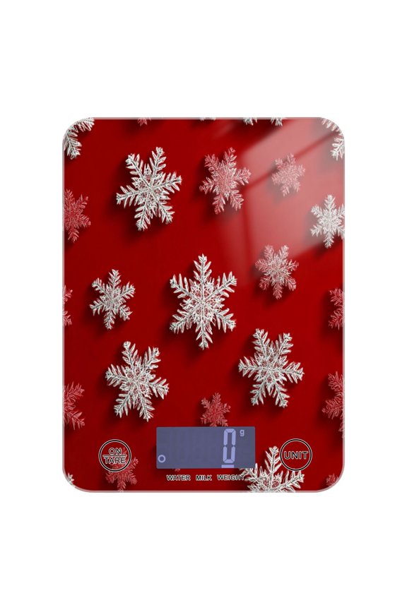 High Precision Digital Kitchen Scale Tempered Glass Food Scale Multifunction Scale Small Kitchen Appliances Red and White Snowflakes