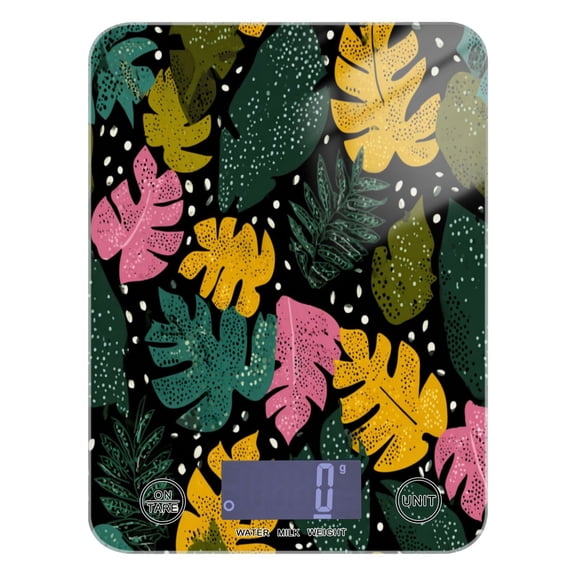 High Precision Digital Kitchen Scale Tempered Glass Food Scale Multifunction Scale Small Kitchen Appliances Retro Tropical Leaves