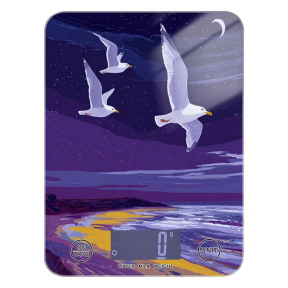 High Precision Digital Kitchen Scale Tempered Glass Food Scale Multifunction Scale Small Kitchen Appliances Seagulls and The Beach