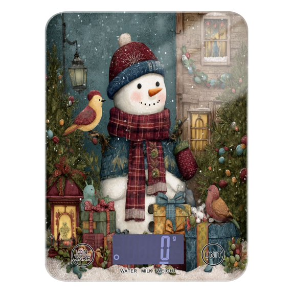 High Precision Digital Kitchen Scale Tempered Glass Food Scale Multifunction Scale Small Kitchen Appliances Snowman and Gift Box