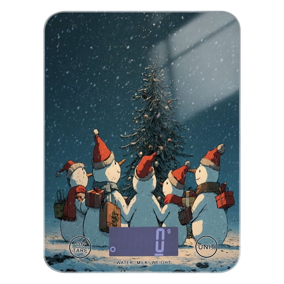 High Precision Digital Kitchen Scale Tempered Glass Food Scale Multifunction Scale Small Kitchen Appliances Snowman with A Christmas Hat