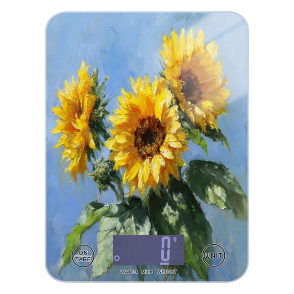 High Precision Digital Kitchen Scale Tempered Glass Food Scale Multifunction Scale Small Kitchen Appliances Sunflowers Painting