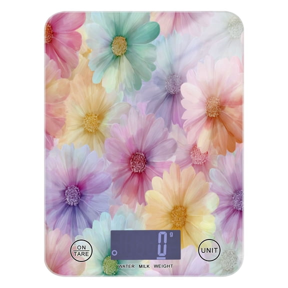High Precision Digital Kitchen Scale Tempered Glass Food Scale Multifunction Scale Small Kitchen Appliances Tie-dye Daisies