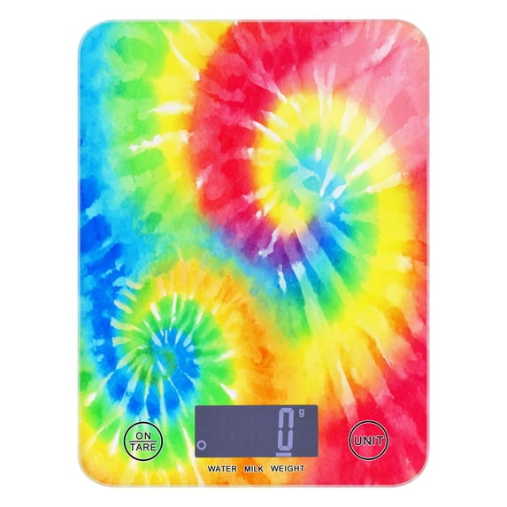 High Precision Digital Kitchen Scale Tempered Glass Food Scale Multifunction Scale Small Kitchen Appliances Tie-dyed Colorful Spiral Pattern