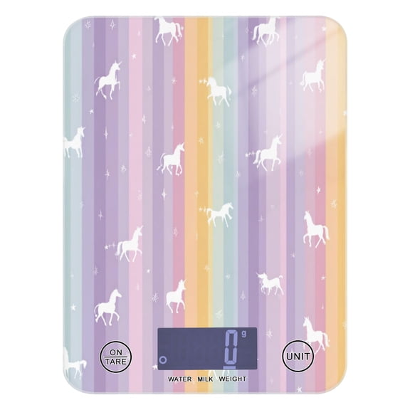 High Precision Digital Kitchen Scale Tempered Glass Food Scale Multifunction Scale Small Kitchen Appliances Unicorns and Rainbow Stripes