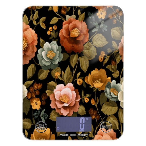 High Precision Digital Kitchen Scale Tempered Glass Food Scale Multifunction Scale Small Kitchen Appliances Vintage-inspired Floral Pattern