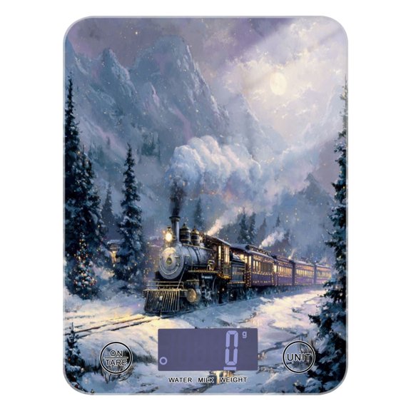 High Precision Digital Kitchen Scale Tempered Glass Food Scale Multifunction Scale Small Kitchen Appliances Vintage-style Christmas Train