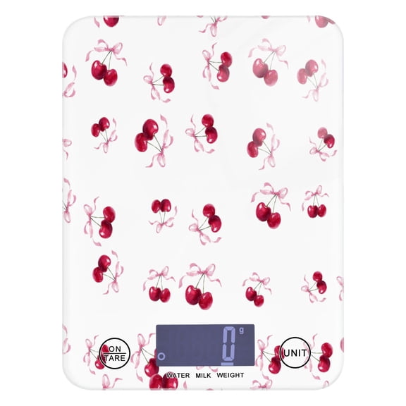 High Precision Digital Kitchen Scale Tempered Glass Food Scale Multifunction Scale Small Kitchen Appliances Watercolor Cherries Pattern