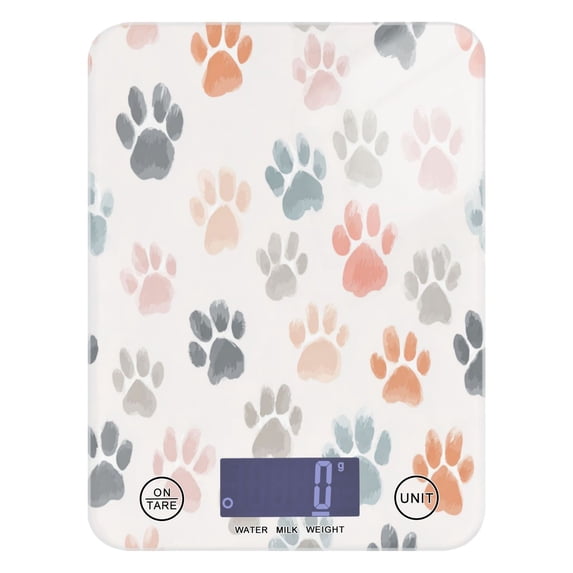 High Precision Digital Kitchen Scale Tempered Glass Food Scale Multifunction Scale Small Kitchen Appliances Watercolor Dog Paw Prints