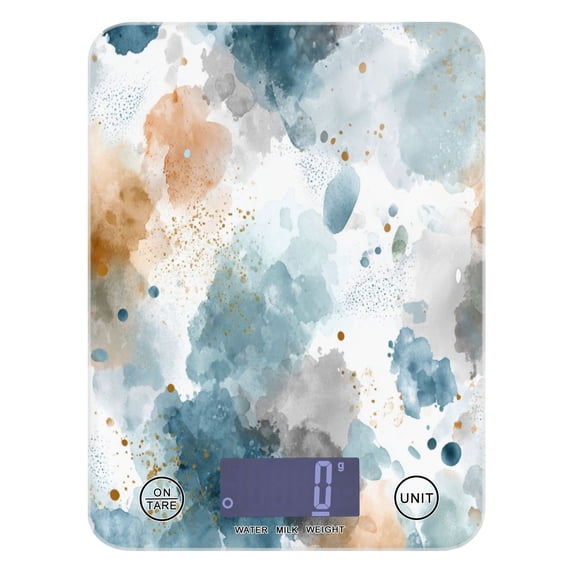 High Precision Digital Kitchen Scale Tempered Glass Food Scale Multifunction Scale Small Kitchen Appliances Watercolor Ink Splashes Pattern