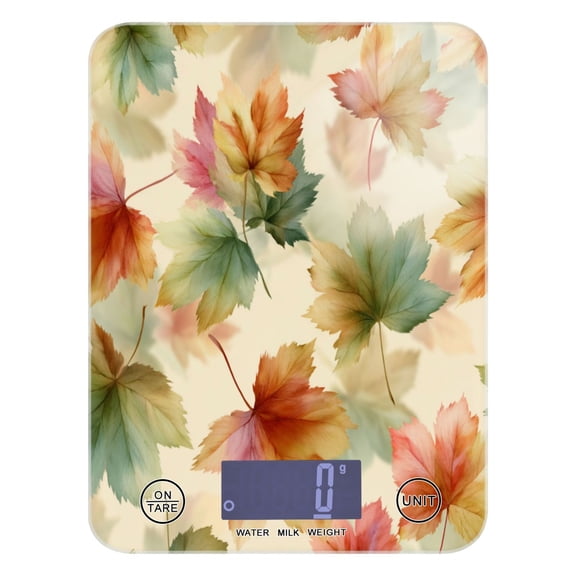 High Precision Digital Kitchen Scale Tempered Glass Food Scale Multifunction Scale Small Kitchen Appliances Watercolor Maple Leaves Pattern