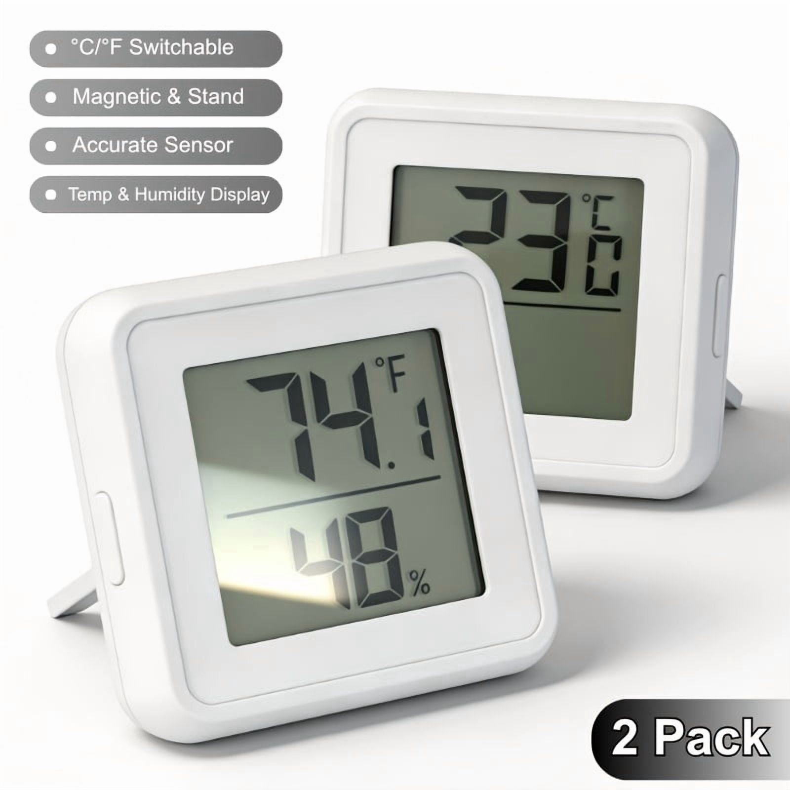 High Precision Digital Thermometer Hygrometer, 5S Fast Refresh, Magnetic Stand, Large Screen, °C/°F Switchable, Dual Display for Multi-Scene Use