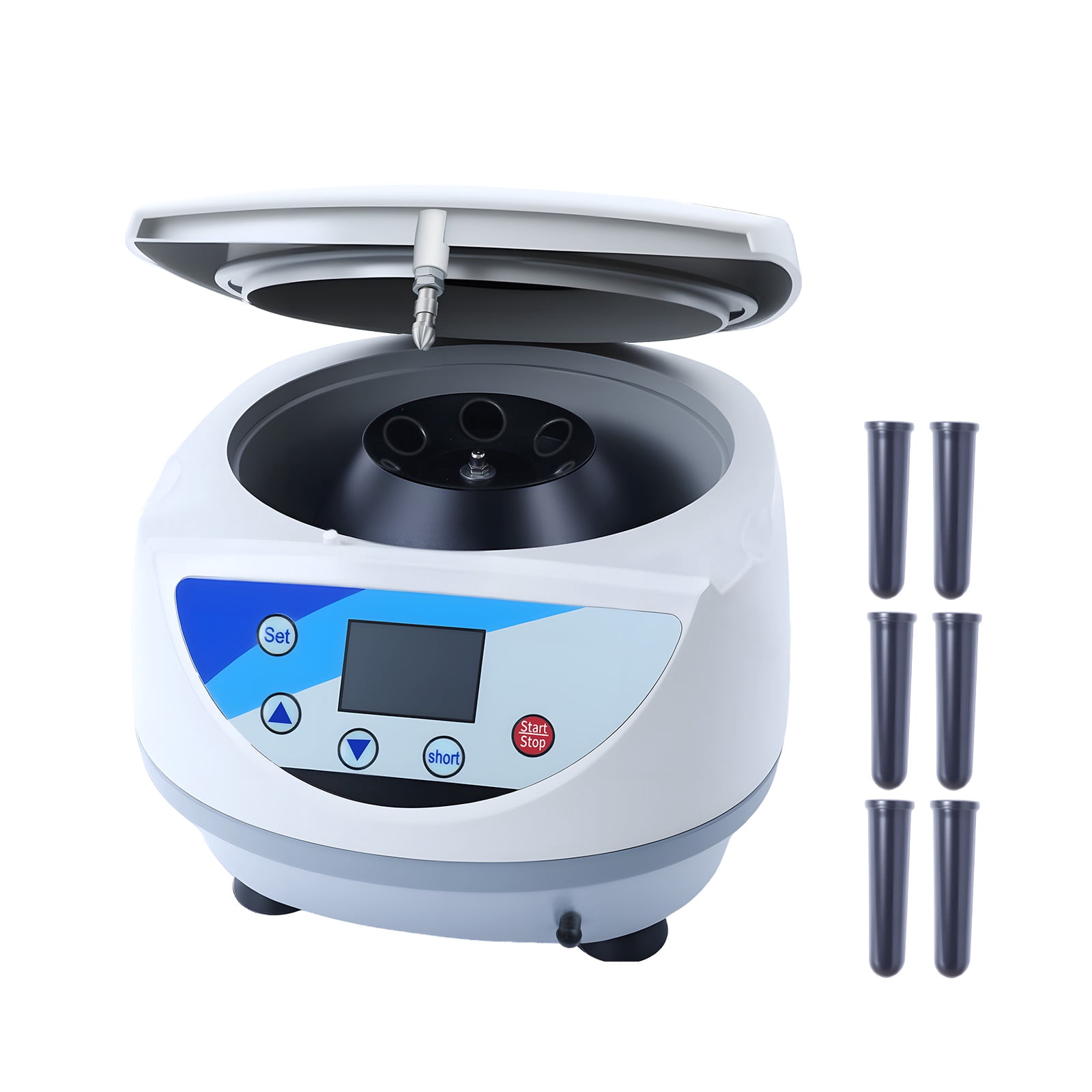 High-Precision Electric Centrifuge, Low Noise Lab Centrifuge, White Benchtop Centrifuge 6x15mL Aluminum Rotor 500-5000rpm 3074xg for Biomedical Healthcare