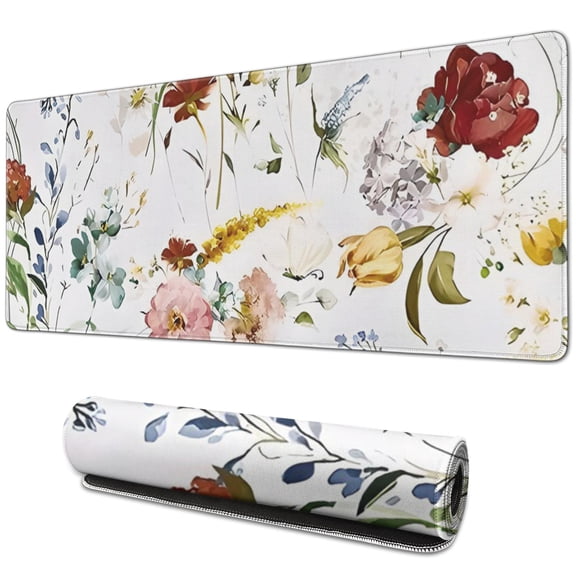 High Precision Floral Mouse Pad - Mini Flower Design, Non-Slip Rubber Base, Smooth Surface, Ideal for Gaming & Office Use, Laptop Suitable, Large 31.5x11.8 Inch - Upgrade Your Workstation