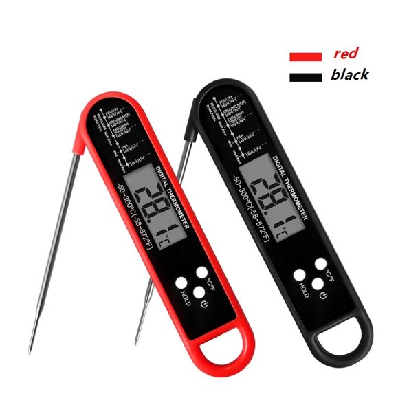 High Precision Folding Food Thermometer for Barbecue & Kitchen - Red/Black Color Options