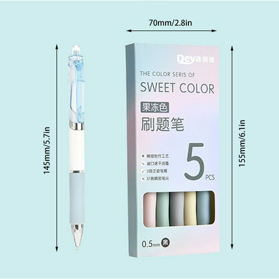 High Precision Gel Pens Set - 5 Pack Versatile Fine Tip Pens for Writing, Drawing, and Note-Taking