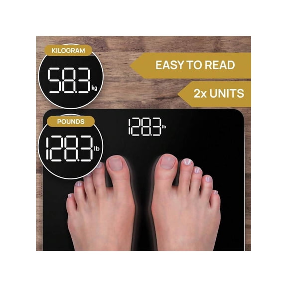 High Precision Glass Bathroom Scale, Smart Sensor Weight Loss Scale with Bright LED Display, Accurate to 0.05 lbs, 400 lbs Capacity for Home Fitness & Elderly Use
