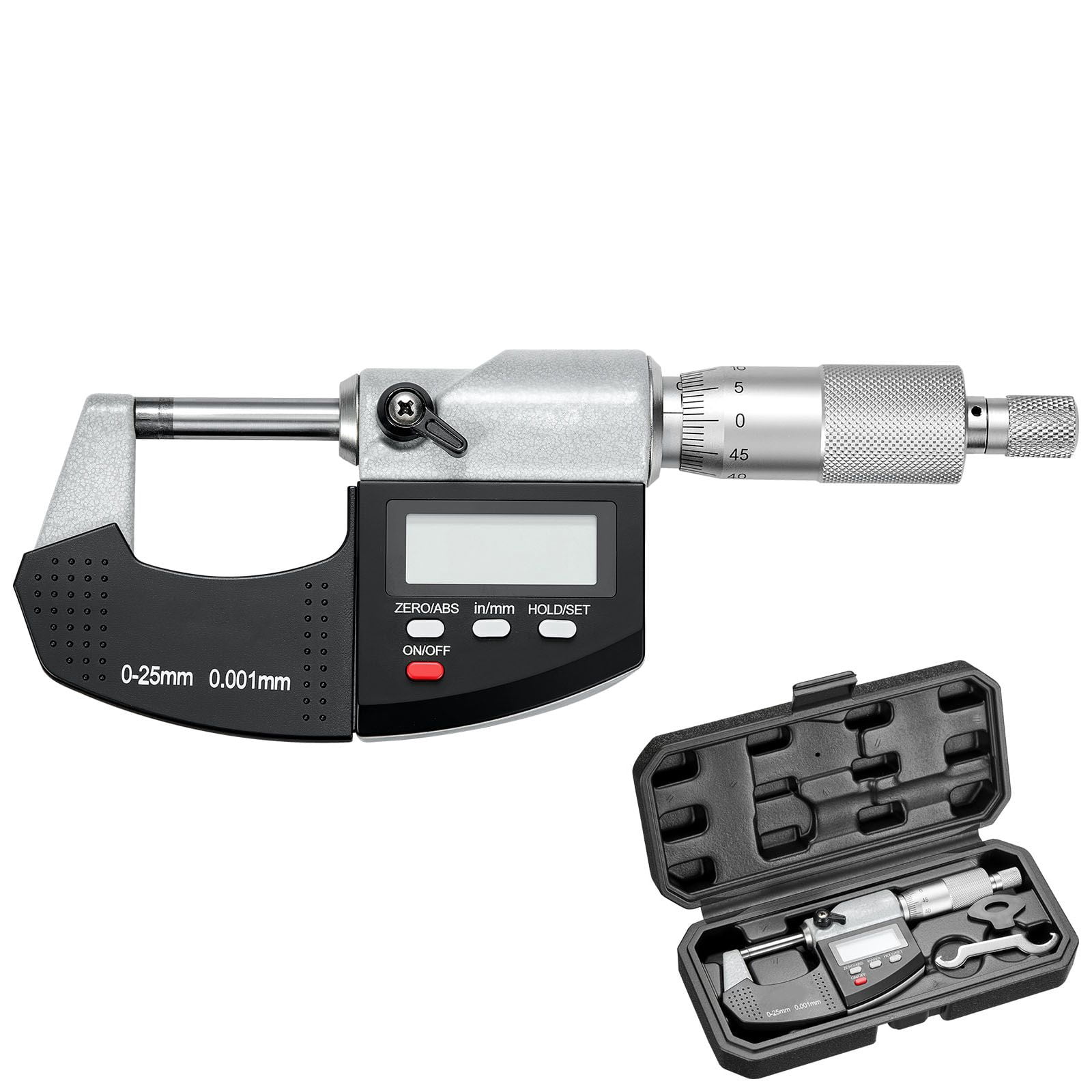 High-Precision Outside Micrometer 0-1" / 0-25.4mm, ±0.0001" Accuracy, Precision Measuring Tool for Engine Parts Fine Components