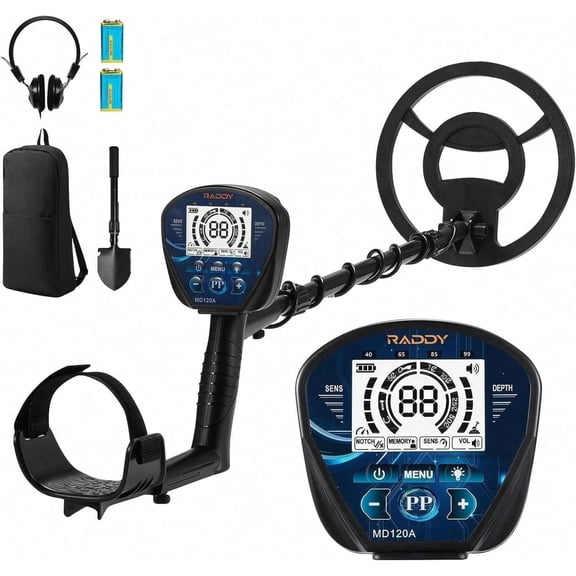 High-Precision Professional Adult Metal Detector: 4 Modes, 10-Inch IPX7 Waterproof Probe, LCD Display - Complete Treasure Hunt Kit Including Earphones, Carrying Bag, And Shovel.