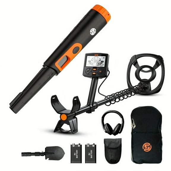 High-Performance Metal Detector With 12" (30cm) Search Coil Adjustable 19"-59" (48cm-150cm) Shaft & LCD Display For Deep Target Detection