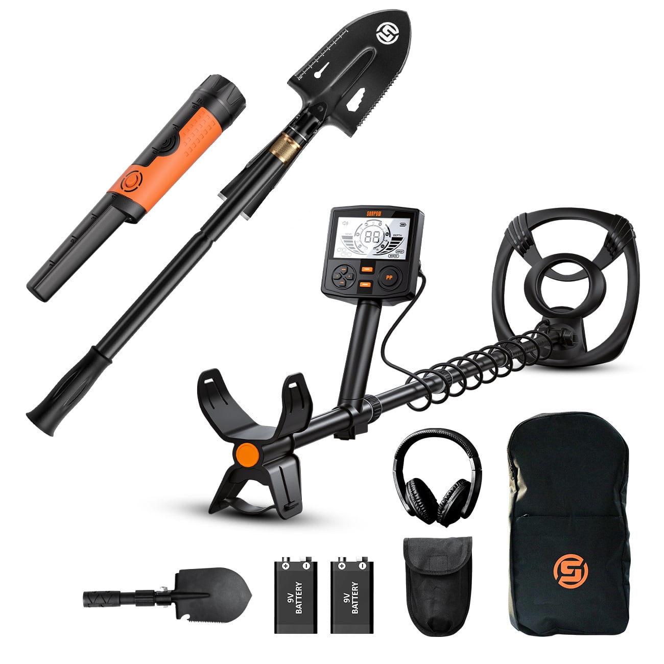 High-Precision Professional Metal Detector for Adults - Dual Backlit LCD Display, Advanced DSP Chip, and 12" Waterproof Coil, 5 Modes, Rugged Spiral Structure with Adjustable Length