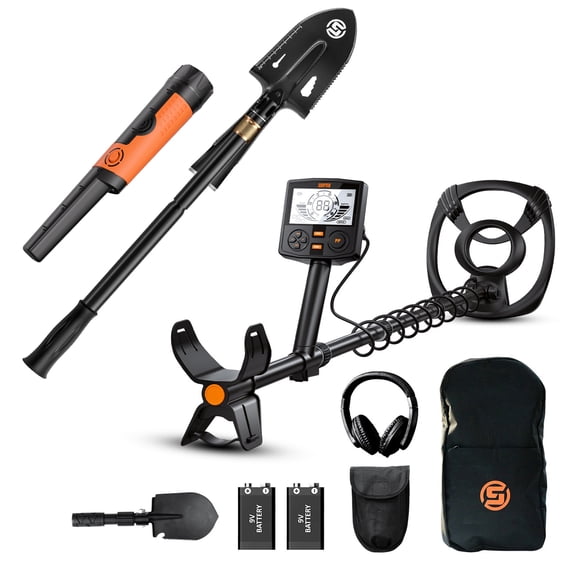 High-Precision Professional Metal Detector for Adults - Dual Backlit LCD Display, Advanced DSP Chip, and 12" Waterproof Coil, 5 Modes, Rugged Spiral Structure with Adjustable Length