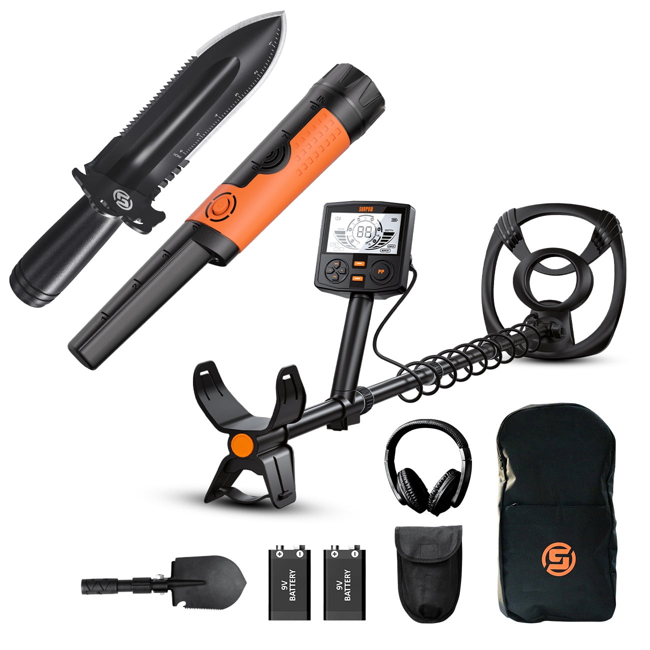 High-Precision Professional Metal Detector for Adults - Dual Backlit LCD Display, Advanced DSP Chip, and 12" Waterproof Coil, 5 Modes, Rugged Spiral Structure with Adjustable Length