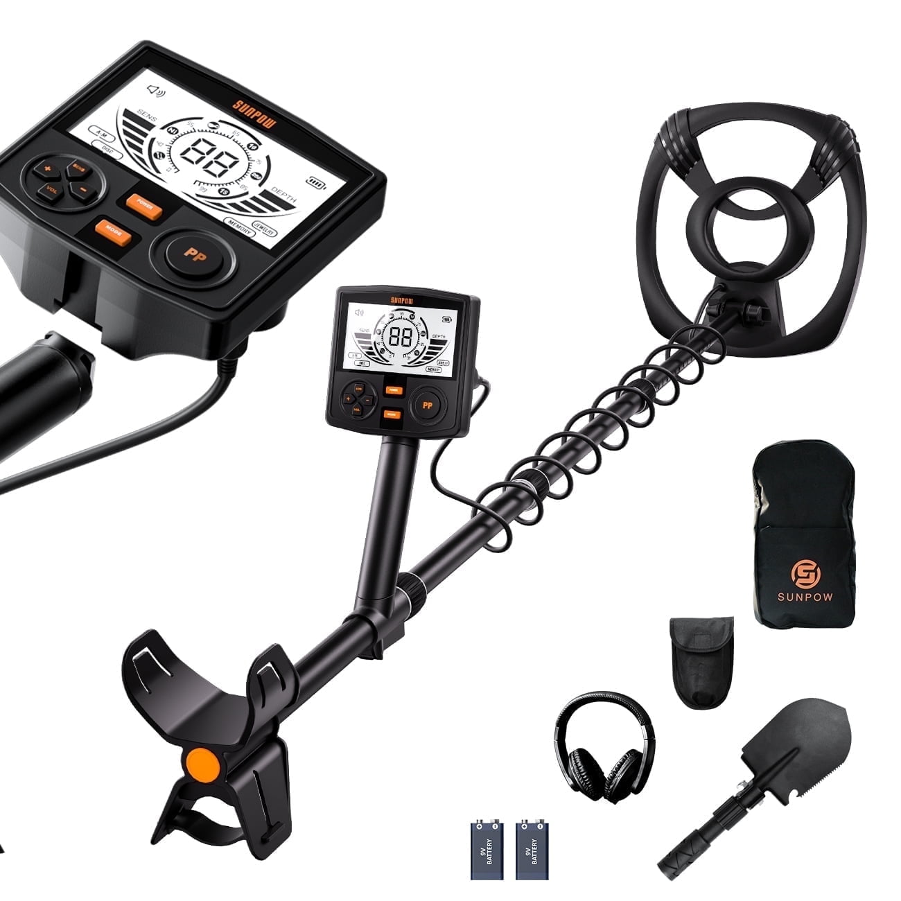 High-Precision Professional Metal Detector for Adults - Dual Backlit LCD Display, Advanced DSP Chip, and 12" Waterproof Coil, 5 Modes, Rugged Spiral Structure with Adjustable Length