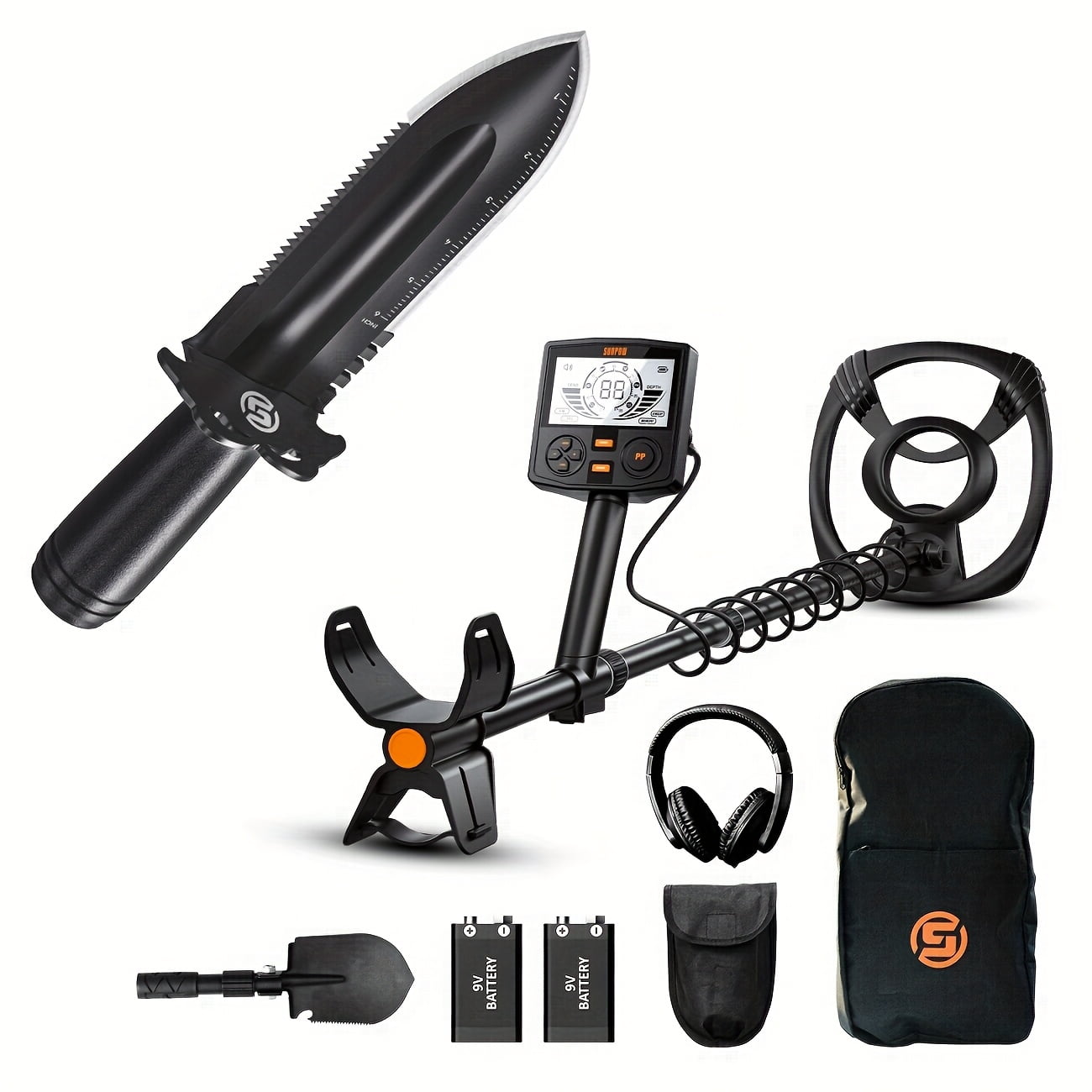 High-Performance Metal Detector With 12" (30cm) Search Coil Adjustable 19"-59" (48cm-150cm) Shaft & LCD Display For Deep Target Detection