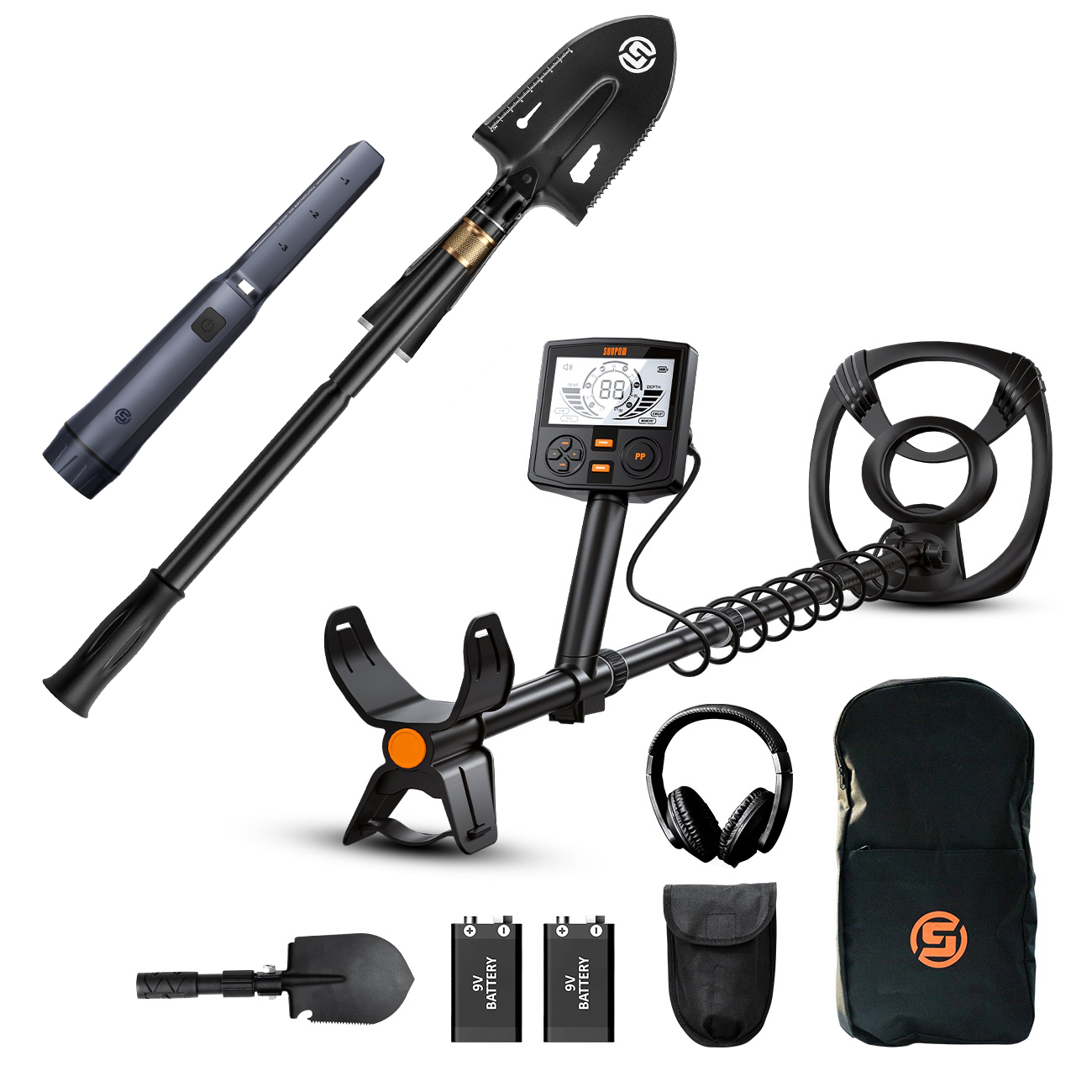 High-Precision Professional Metal Detector for Adults - Dual Backlit LCD Display, Advanced DSP Chip, and 12" Waterproof Coil, 5 Modes, Rugged Spiral Structure with Adjustable Length