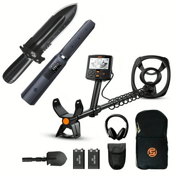 High-Precision Professional Metal Detector for Adults - Dual Backlit LCD Display, Advanced DSP Chip, and 12" Waterproof Coil, 5 Modes, Rugged Spiral Structure with Adjustable Length