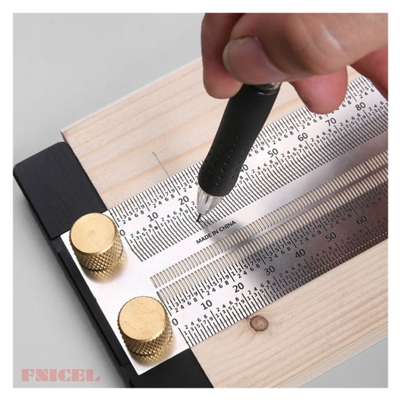 High-Precision Scale Ruler T-Type Hole Ruler Stainless Woodworking Scribing Mark Line Gauge Carpenter Measuring Tool ,for Accurate Evaluation