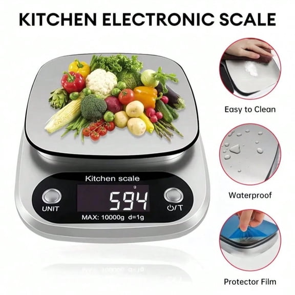 High Precision Stainless Steel Digital Kitchen Scale, Electronic Food Scale for Baking, Coffee, Postal & Household Use, 5kg