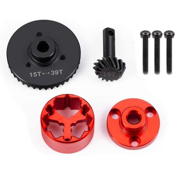 High Precision Steel Diff Main Gear 39T and 15T Pinion Gear Set for RC Cars