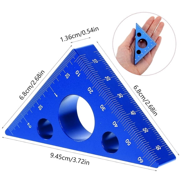 High Precision Thickened Triangle Ruler 45 90 Degree Carpenter's Square with Imperial & Metric Scales for Woodworking, Workshop, Table Saw Miter Saw