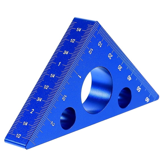 High-Precision Thickened Triangle Ruler Layout Measuring, 45/90 Degree with Imperial and Metric Scales, Carpenter's Square Measuring Tool for Woodworking Workshop Table Miter Saw, Blue