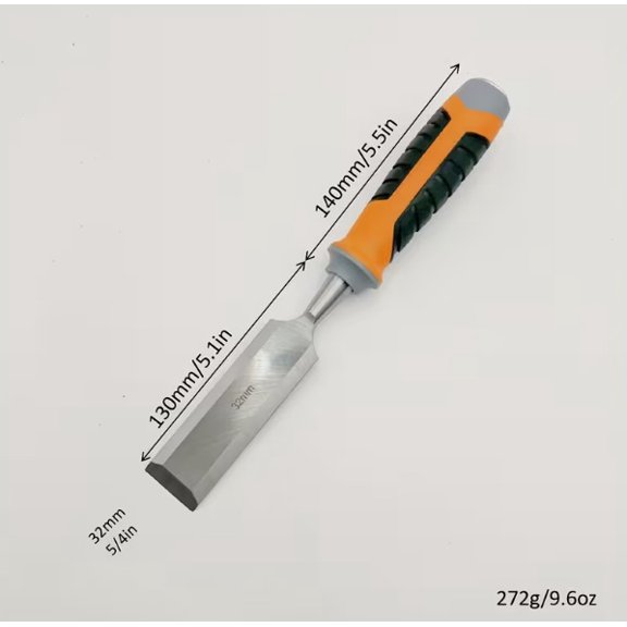 High-Precision Woodworking Chisel with Comfortable TPR Handle and CR-V Blade - 62 HRC Hardness, Anti-Impact Design