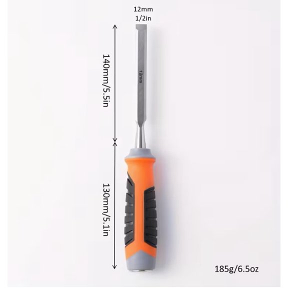 High-Precision Woodworking Chisel with Comfortable TPR Handle and CR-V Blade - 62 HRC Hardness, Anti-Impact Design