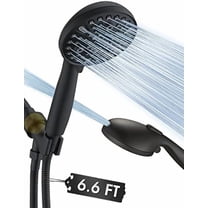 High Pressure 10 Setting Handheld Shower Head, 5" Detachable Showerhead Spray Built-in Power Wash to Clean Tub, Tile & Pets, 79" Extra Long Stainless Steel Hose - Matte Black