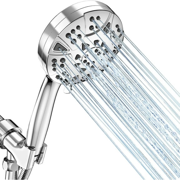 Duklik High Pressure Handheld Shower Head with 10 Spray Modes, Self-Clean Nozzles, 5FT Stainless Steel Hose - Easy Install, Powerful Flow for Massage, Pet & Senior Care(No filter)